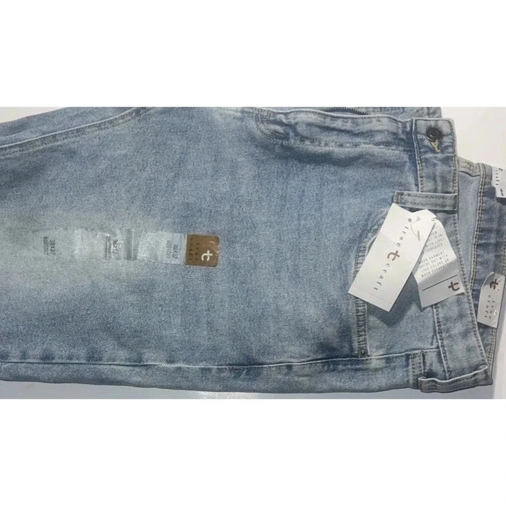 NWT Trendy Date Night Western Bootcut Jeans Blue Light Wash 38x32 True Craft